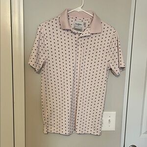 Goodfellow & Co Light Pink Shirt with Dark Blue Floral Pattern